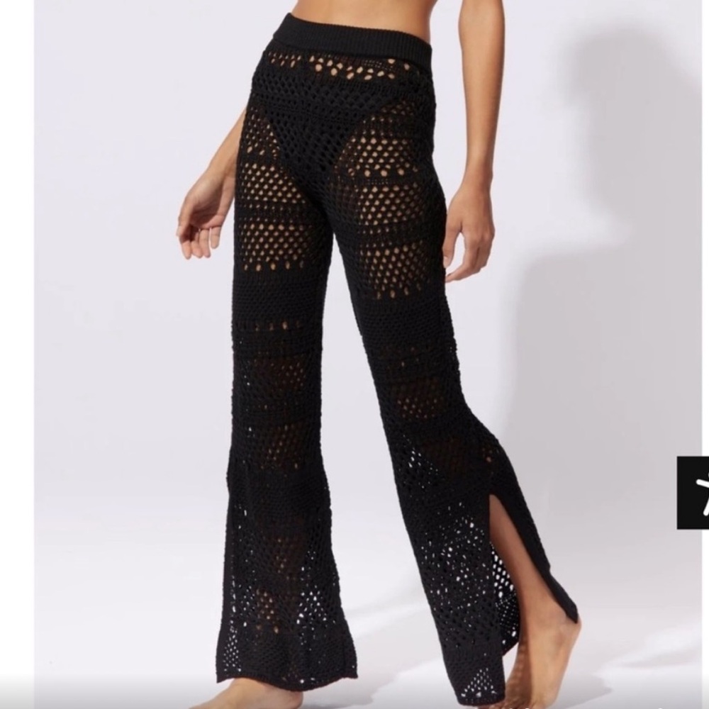 NWT Solid & Striped Crochet Logan Pant - Black